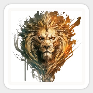 Lion Portrait Animal Painting Wildlife Outdoors Adventure Sticker